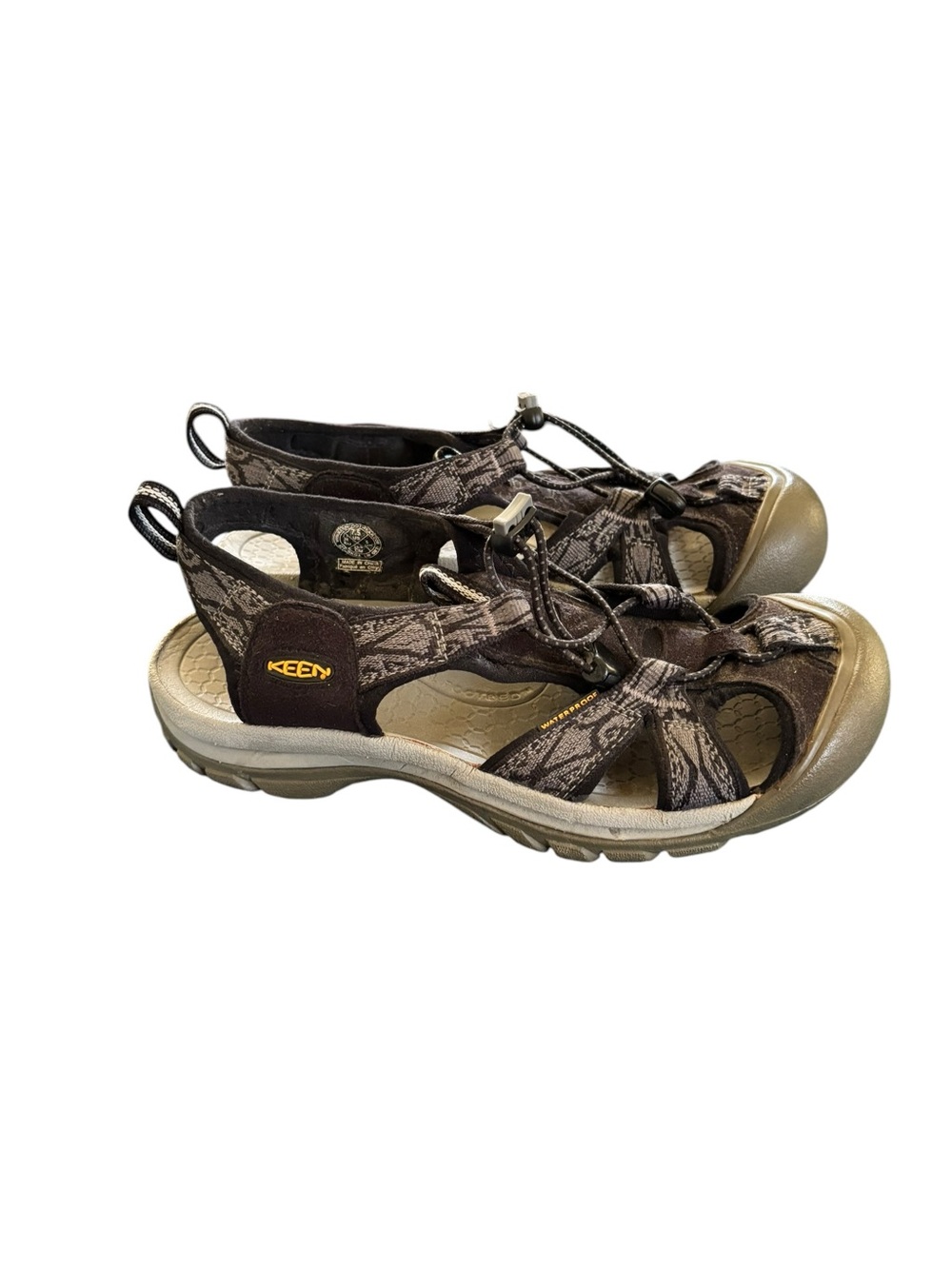KEEN Women's Venice H2 Sandal Size 7.5 Gray Black Snakeskin Print Waterproof